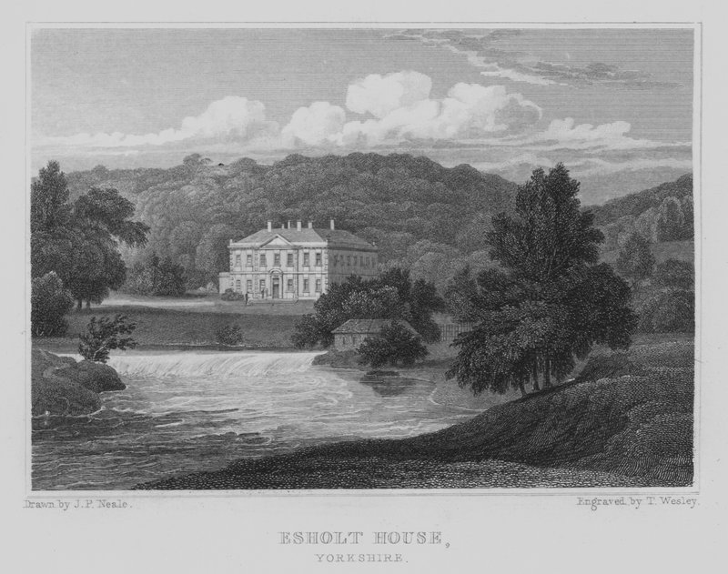 Esholt House, Yorkshire (gravering) af John Preston Neale