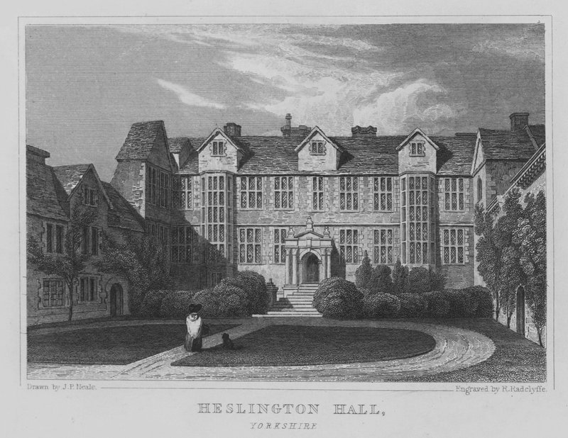Heslington Hall, Yorkshire (gravering) af John Preston Neale