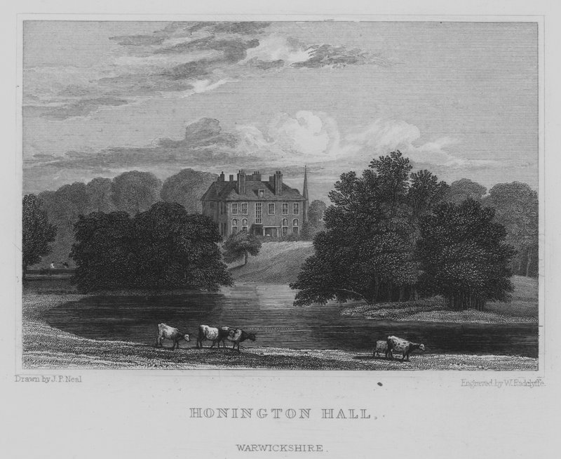Honington Hall, Warwickshire (gravering) af John Preston Neale
