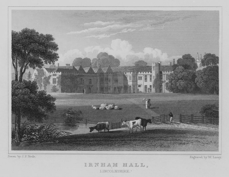 Irnham Hall, Lincolnshire (gravering) af John Preston Neale