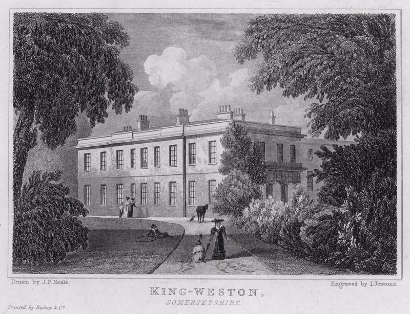 King-Weston, Somersetshire (gravering) af John Preston Neale