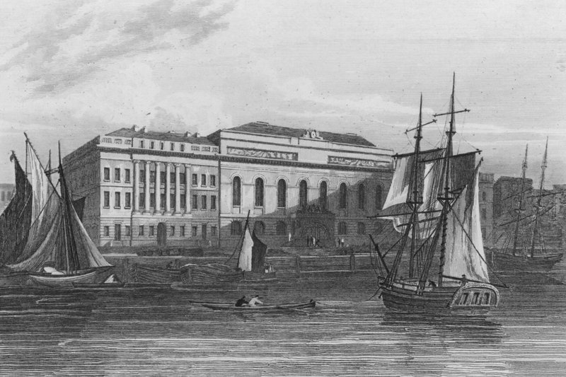 New Custom House, London (gravering) af John Preston Neale