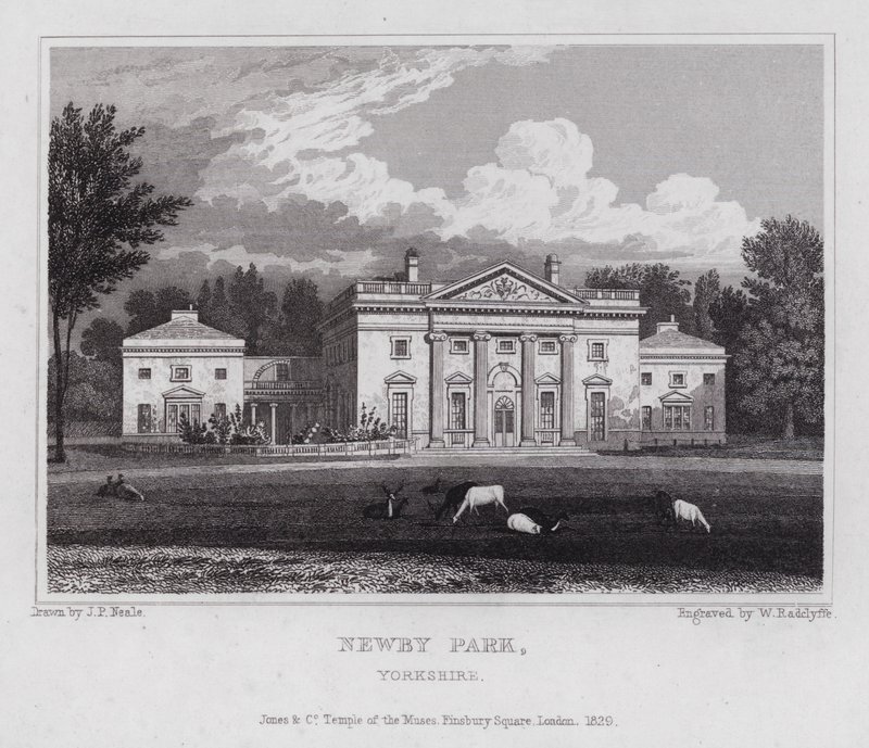 Newby Park, Yorkshire (gravering) af John Preston Neale