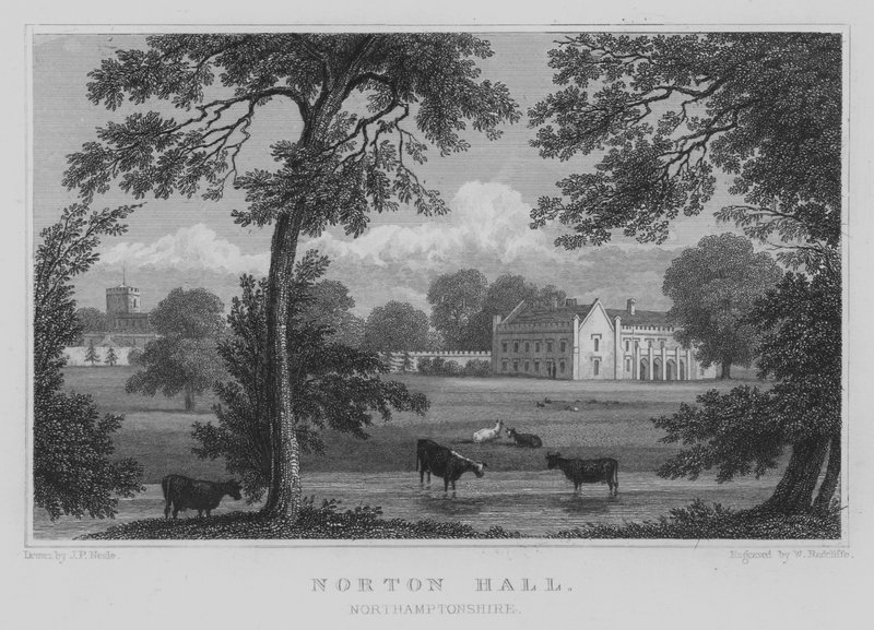 Norton Hall, Northamptonshire (gravering) af John Preston Neale