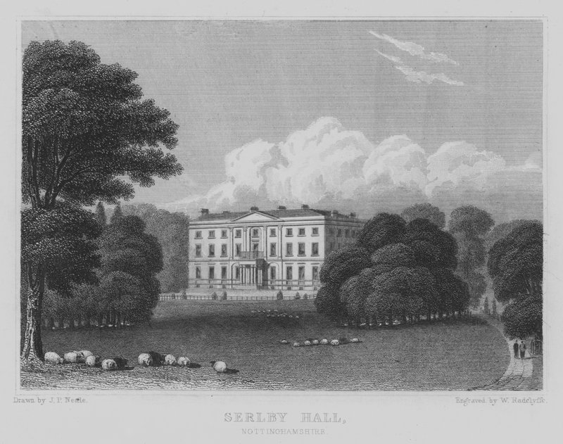Serlby Hall, Nottinghamshire (gravering) af John Preston Neale