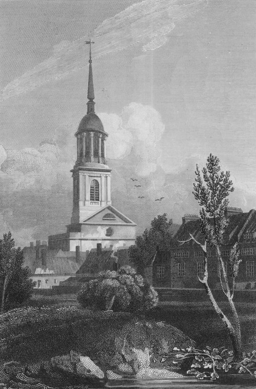 Shoreditch Church (gravering) af John Preston Neale