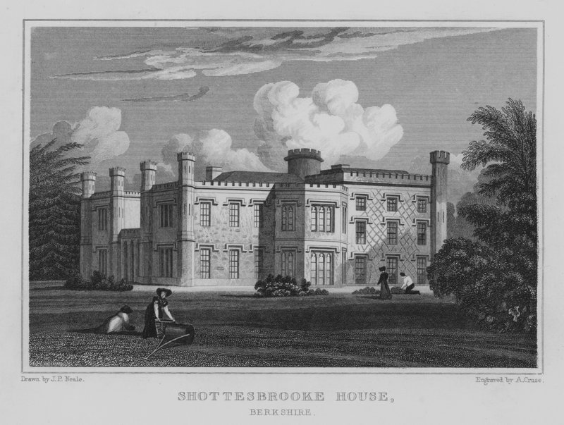Shottesbrooke House, Berkshire (gravering) af John Preston Neale