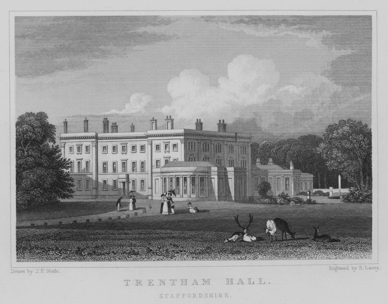 Trentham Hall, Staffordshire (gravering) af John Preston Neale