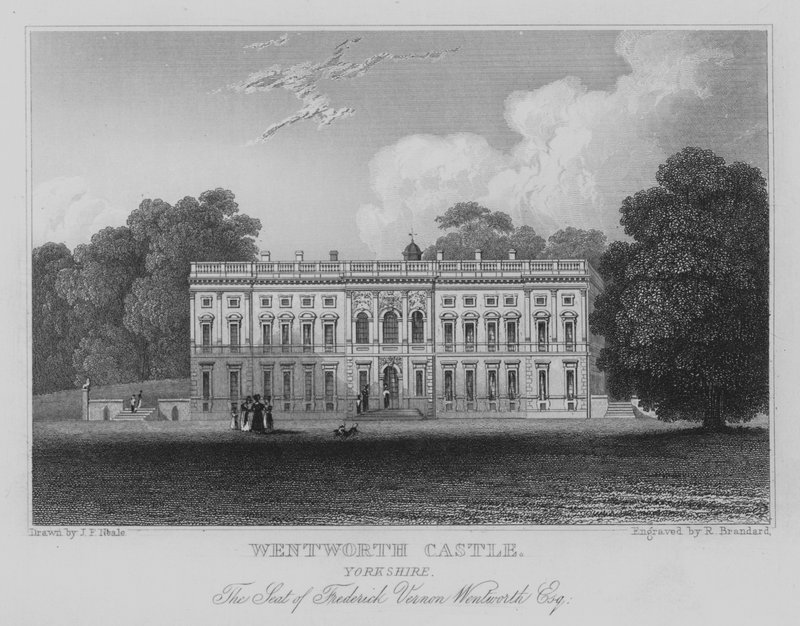 Wentworth Castle, Yorkshire, Frederick Vernon Wentworths sæde, Esquire (gravering) af John Preston Neale
