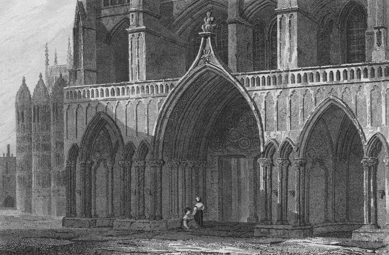 Westminster Abbey, North Porch, med en del af Henry the 7th Chapel (gravering) af John Preston Neale