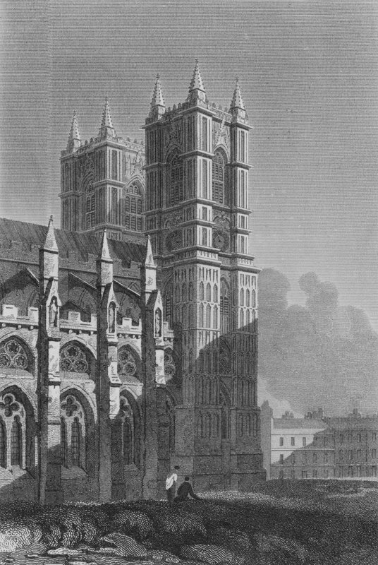 Westminster Abbey, Western Tower (gravering) af John Preston Neale