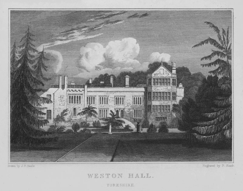 Weston Hall, Yorkshire (gravering) af John Preston Neale