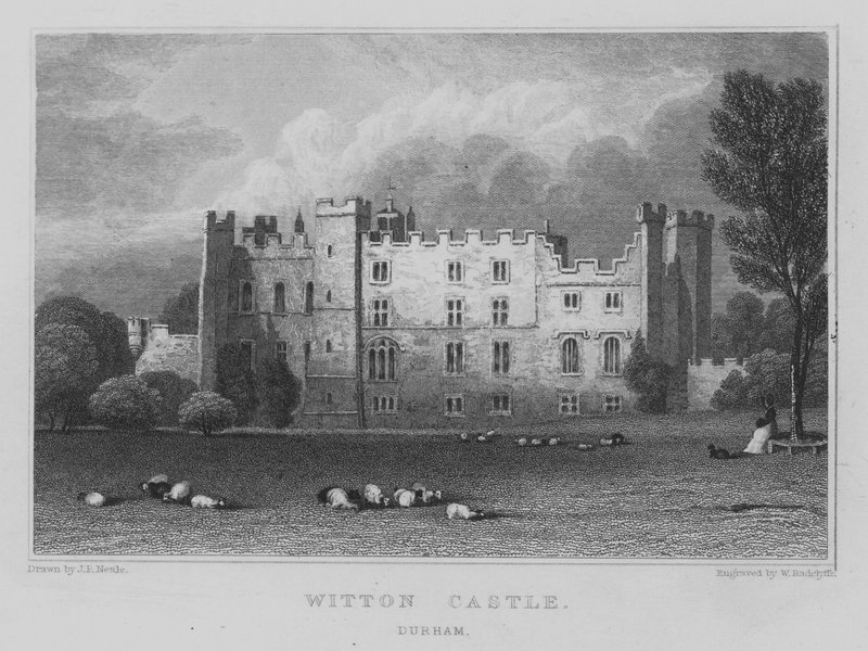 Witton Castle, Durham (gravering) af John Preston Neale