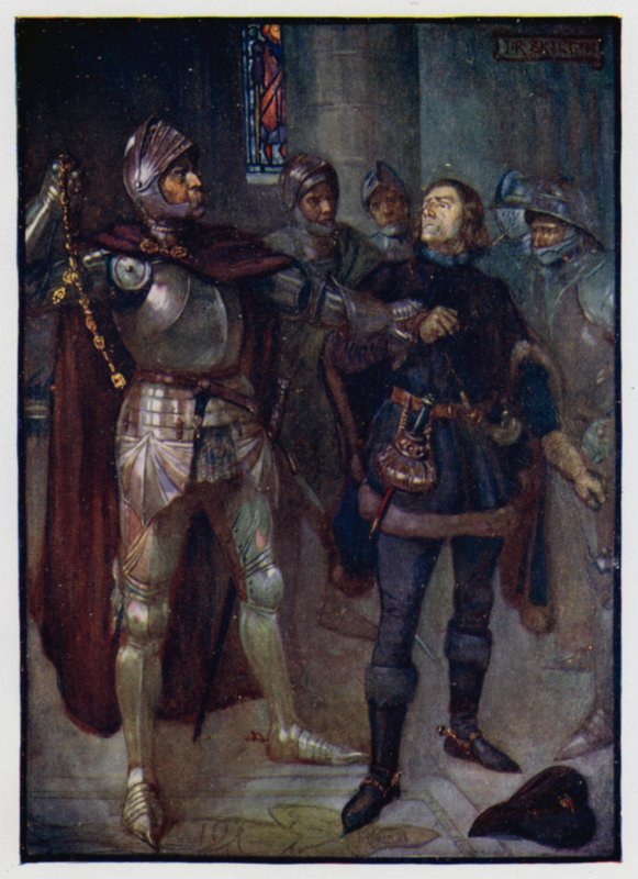 Archibald, jarl af Angus, arresterede arkitekten Robert Cochrane, en favorit blandt kong James III af Skotland, og fjerner guldkæden fra hans hals, 1482 af J. R. Skelton