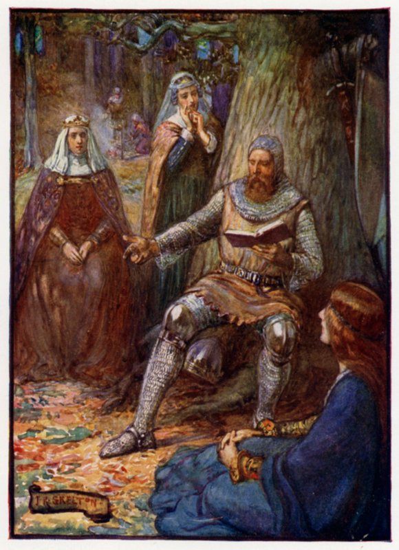 Robert the Bruce, konge af Skotland, læser historier for sine tilhængere, 14. århundrede af J. R. Skelton