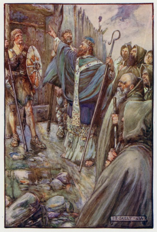 St. Columba lavede korsets tegn, og de store porte åbnede sig på vid gab af J. R. Skelton