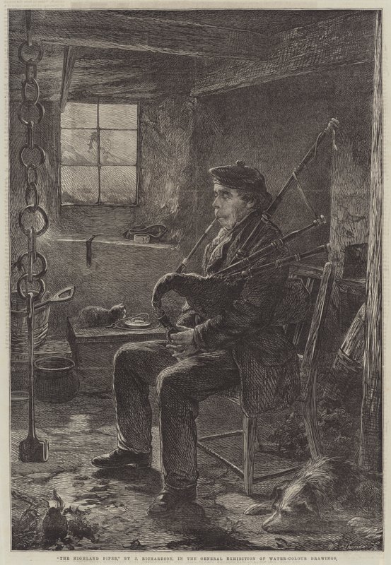 Highland Piper gravering af J. Richardson