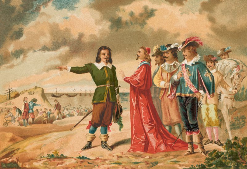 Gerard Desargues og kardinal Richelieu ved La Rochelle af J. Ventura