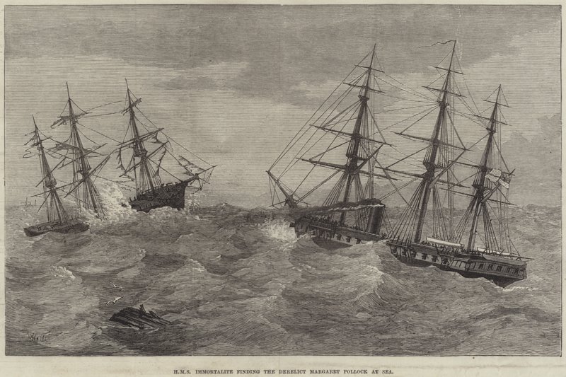 HMS Immortalite finder den forliste Margaret Pollock på havet af J. Wells