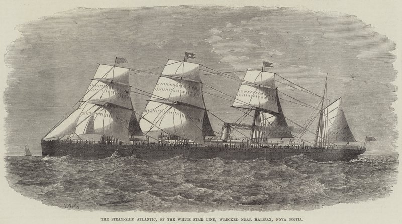 Steam-Ship Atlantic, fra White Star Line, forliste nær Halifax, Nova Scotia af J. Wells