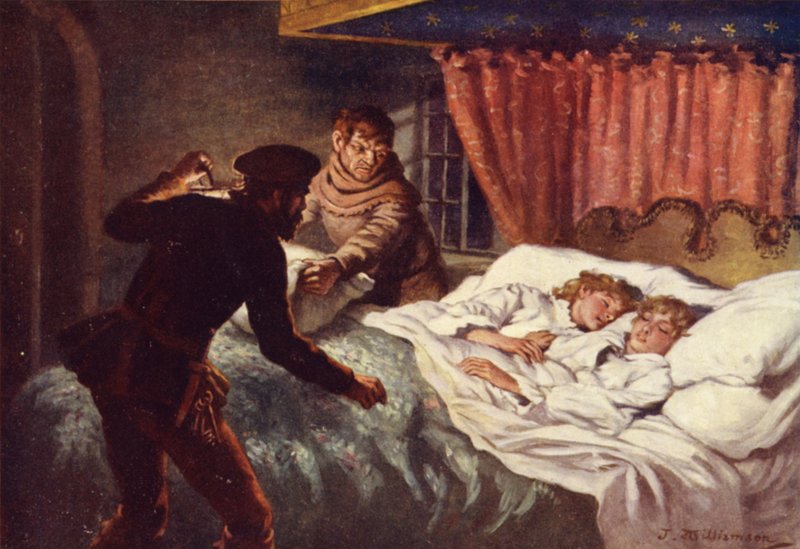 Mordet på de små prinser (farve litho) af J. Williamson