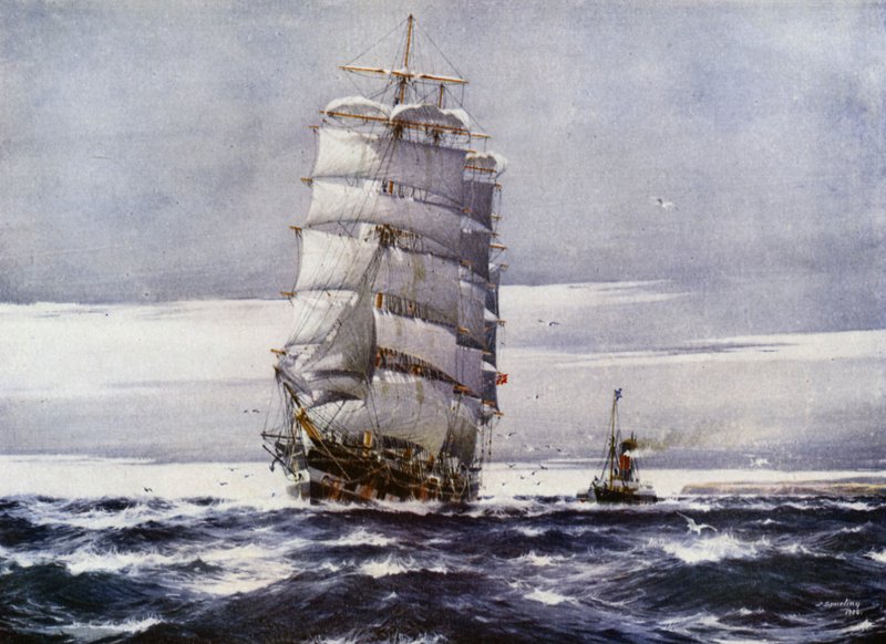 Clipper Ships: Carlisle Castle (farve litho) af Jack (after) Spurling