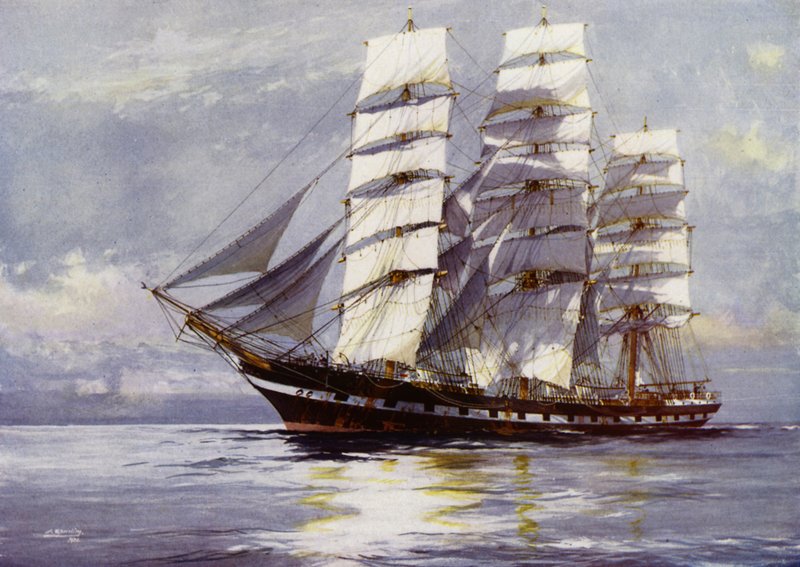 Clipper-skibe: Euphrosyne (farve litho) af Jack (after) Spurling