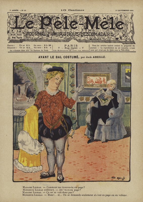 Før kostumeballet. Illustration til Le Pele-Mele, 1901 af Jack Abeille