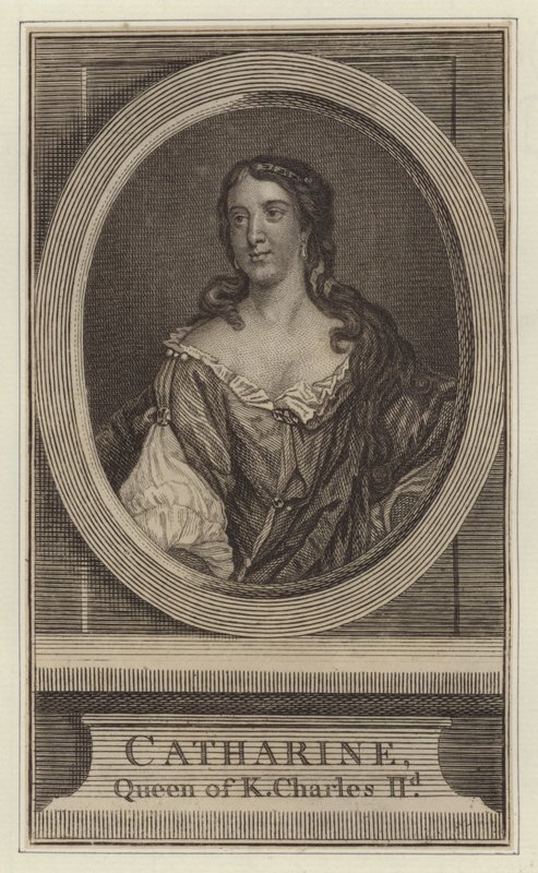 Catherine, dronning af kong Charles II (gravering) af Jacob (after) Huysmans
