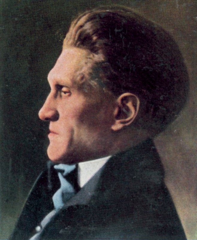 Stefan George, tysk digter (farvelitografi) af Jacob Hilsdorf