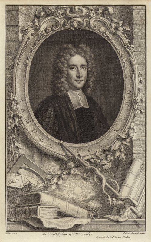 Samuel Clarke, engelsk filosof og præst (gravering) af Jacobus Houbraken