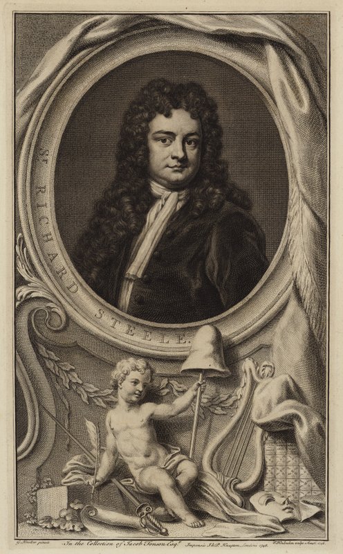 Sir Richard Steele, irsk forfatter, dramatiker og politiker (gravering) af Jacobus Houbraken