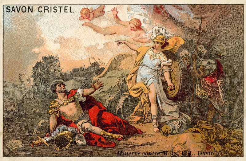 Kampen mellem Mars og Minerva (chromolitho) af Jacques Louis David