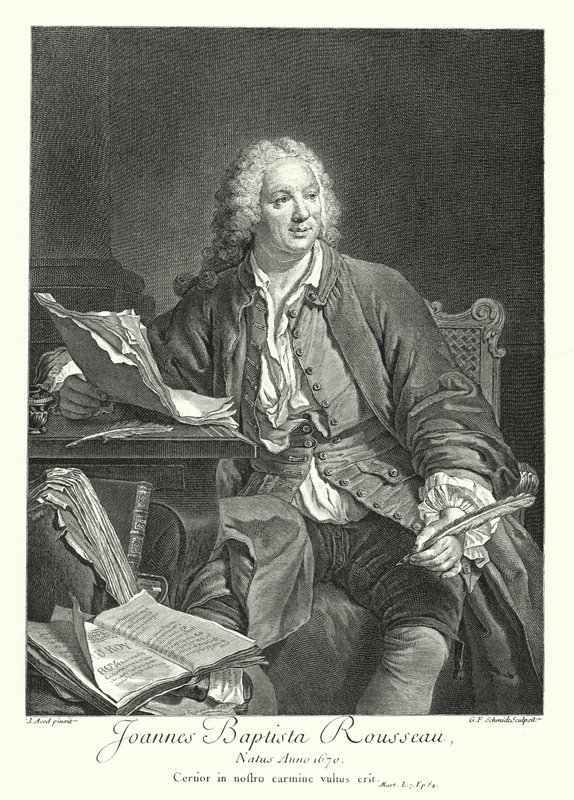 Jean-Baptiste Rousseau, fransk digter og dramatiker (stik) af Jacques Andre Joseph Camelot (after) Aved