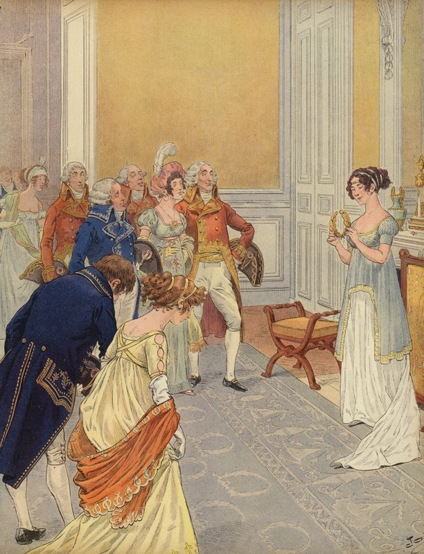 Josephine byder gæster velkommen til Tuileries Palace af Jacques Marie Gaston Onfray de Breville (Job)