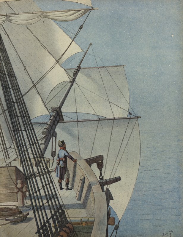 Napoleon Bonaparte på dækket af et skib af Jacques Marie Gaston Onfray de Breville (Job)