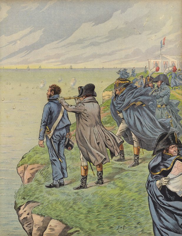 Napoleon Bonaparte overvåger sin flåde, da de rejser fra Boulogne af Jacques Marie Gaston Onfray de Breville (Job)