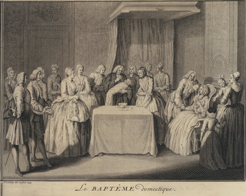 En husdåb (gravering) af Jakob van der Schley