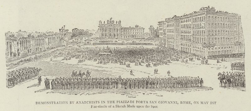 Anarkisternes demonstration på Piazza di Porta San Giovanni, Rom, den 1. maj 1891 af James A. Shearman