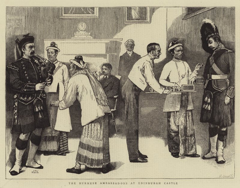 De burmesiske ambassadører på Edinburgh Castle af James Dromgole Linton