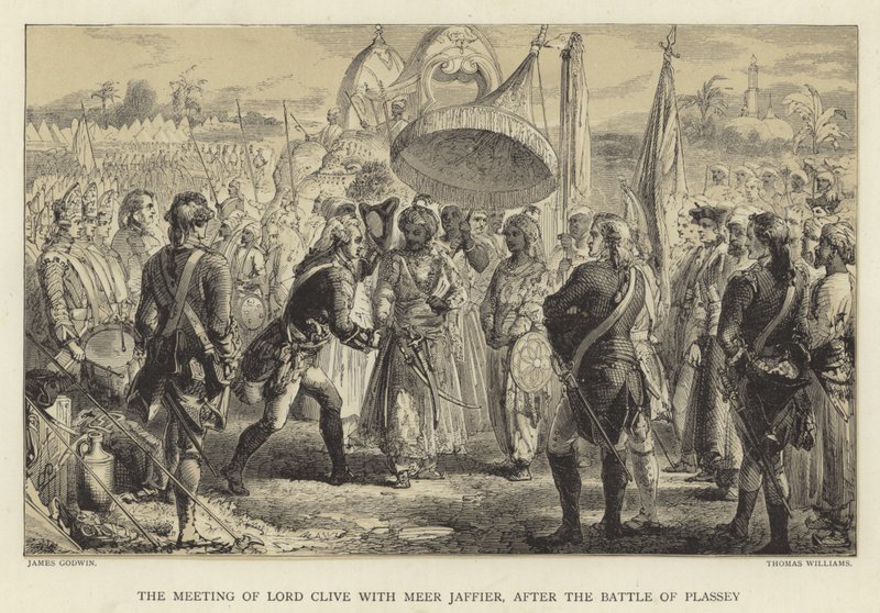 Lord Clives møde med Meer Jaffier efter slaget ved Plassey af James Godwin