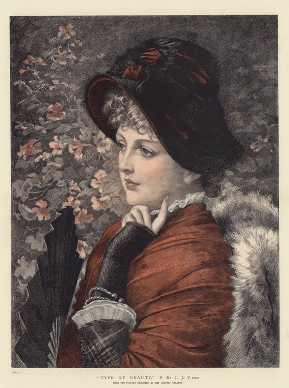 Skønhedstype, V (chromolitho) af James Jacques Joseph Tissot