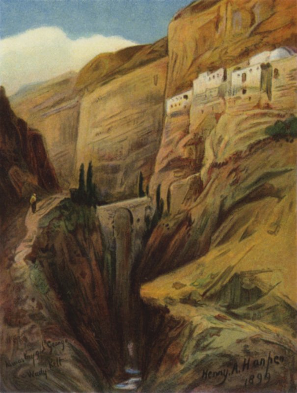 Wady Kelt; eller Brook Cherith (farve litho) af James (after) Clark