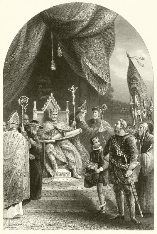 King John forsegling Magna Charta (gravering) af James (after) Lonsdale