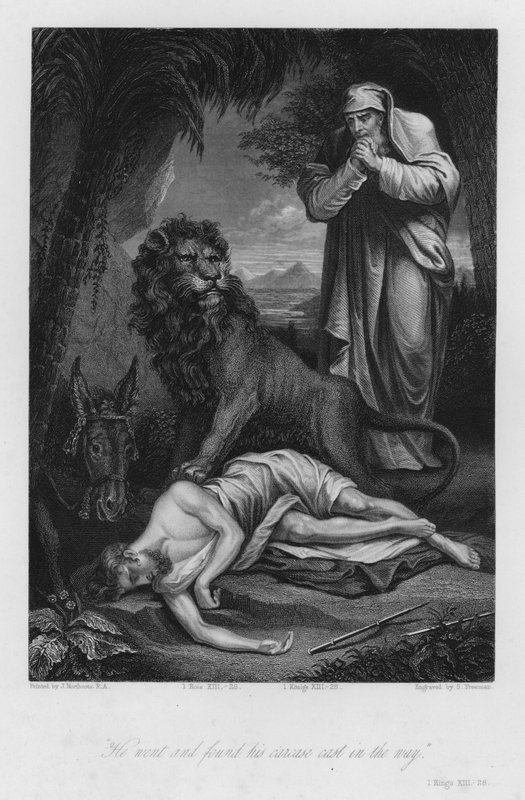 The Disobedient Prophet, I Kings XIII, 28 (gravering) af James (after) Northcote