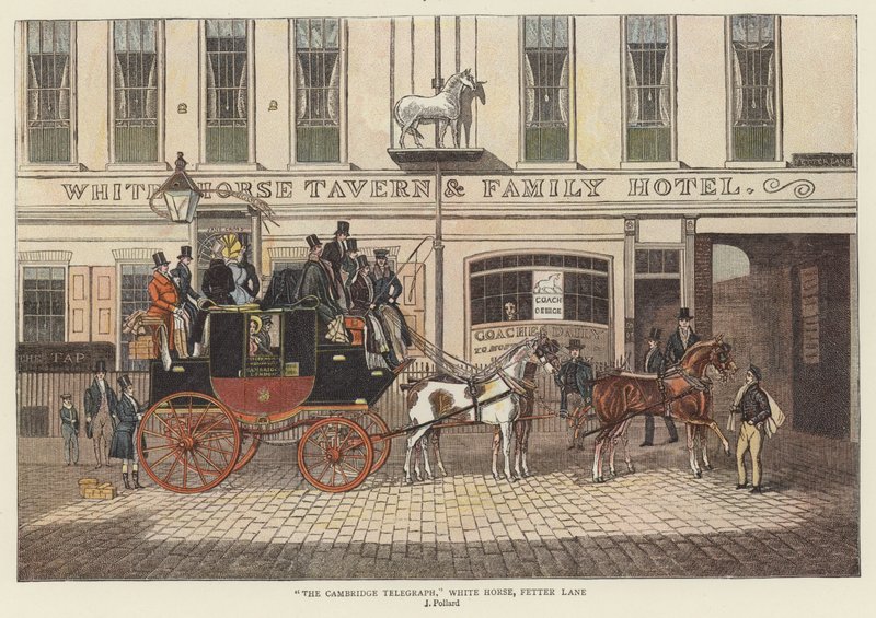 "The Cambridge Telegraph", White Horse, Fetter Lane af James (after) Pollard