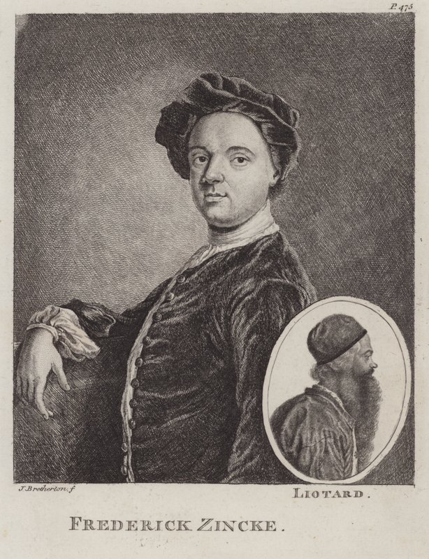 Christian Friedrich Zincke, tysk miniaturist (radering) af James Bretherton