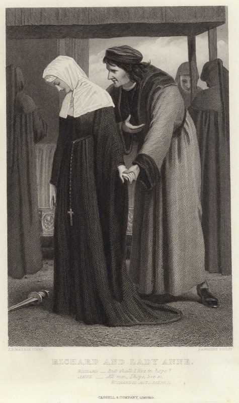 Richard og Lady Anne, Richard III, Akt I, Scene II af James Dawson Watson