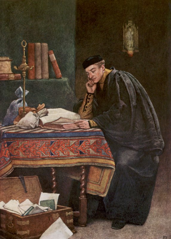 Shakespeares Købmanden i Venedig: Antonio (farvelitografi) af James Dromgole Linton