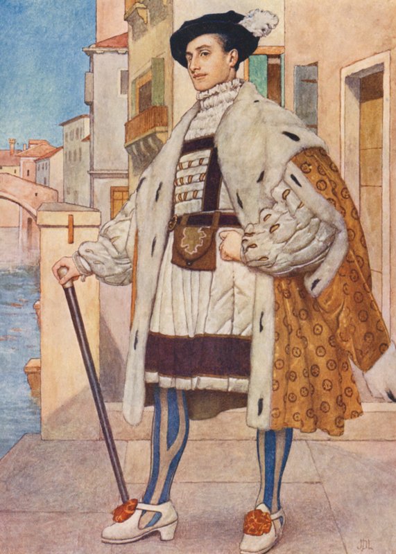 Shakespeares Købmanden i Venedig: Bassanio (farvelitografi) af James Dromgole Linton